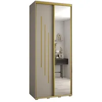 Skriňa s posuvnými dverami so zrkadlom Dakota 9 120 cm 45 cm hĺbky Sivá Žltá