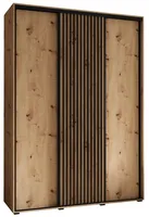 Skriňa s posuvnými dverami Sapporo 1 180 cm 60 cm Svetlohnedé drevo Čierna