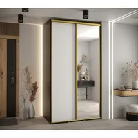 Posuvná skriňa so zrkadlom vysoká Davos 3 140 hĺbka 60 cm Biela Čierna