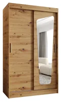 Skriňa s posuvnými dverami so zrkadlom Moka 120 cm Svetlohnedé drevo