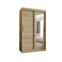 Skriňa s posuvnými dverami so zrkadlom Moka 120 cm Svetlohnedé drevo