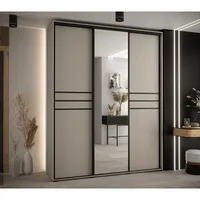 Skriňa s posuvnými dverami so zrkadlom Dakota 11 200 cm 45 cm hĺbky Sivá Čierna