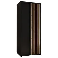 Skriňa s posuvnými dverami Lanko 1 120 cm 45 cm hĺbky Svetlohnedé drevo Čierna