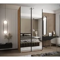 Skriňa s posuvnými dverami Lux 2 140 Svetlohnedé drevo Biela Čierna