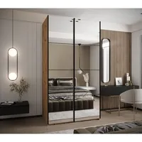 Skriňa s posuvnými dverami Lux 2 140 Svetlohnedé drevo Čierna