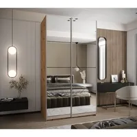 Skriňa s posuvnými dverami Lux 2 140 Svetlohnedé drevo Čierna