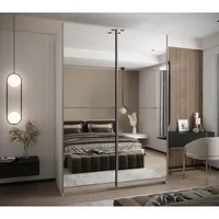 Skriňa s posuvnými dverami Lux 2 180 Svetlohnedé drevo Biela Sivá