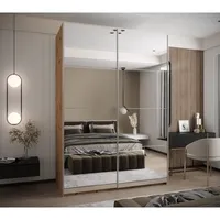 Skriňa s posuvnými dverami Lux 2 180 Svetlohnedé drevo Biela