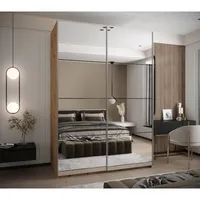 Skriňa s posuvnými dverami Lux 2 180 Svetlohnedé drevo Čierna