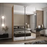 Skriňa s posuvnými dverami Lux 2 180 Svetlohnedé drevo Sivá