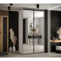 Skriňa s posuvnými dverami Davos 2 130 cm 60 cm hĺbky Biela Čierna