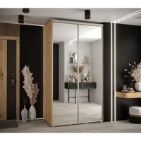 Skriňa s posuvnými dverami Davos 2 130 cm 60 cm hĺbky Svetlohnedé drevo Sivá