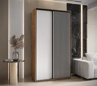Skriňa s posuvnými dverami Sapporo 1 130 cm 60 cm Svetlohnedé drevo Biela