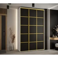 Skriňa s posuvnými dverami Davos 4 150 45 cm hĺbky Biela Čierna