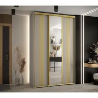 Skriňa s posuvnými dverami so zrkadlom Dakota 7 160 45 cm hĺbky Sivá Žltá