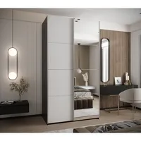 Skriňa s posuvnými dverami so zrkadlom Lux 3 140 Biela Čierna