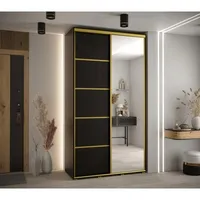 Skriňa s posuvnými dverami so zrkadlom Davos 5 130 cm 45 cm hĺbky Čierna