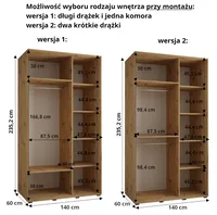 Skriňa s posuvnými dverami Dakota 10 140 cm 60 cm hĺbky Sivá