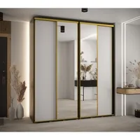 Skriňa s posuvnými dverami so zrkadlom vysoká Davos 3 210 hĺbka 45 cm Biela Čierna