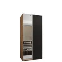 Skriňa s posuvnými dverami so zrkadlom Lux 3 110 Svetlohnedé drevo Čierna