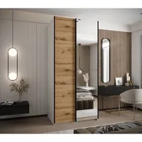 Skriňa s posuvnými dverami so zrkadlom Lux 3 110 Svetlohnedé drevo Biela Čierna