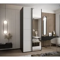 Skriňa s posuvnými dverami so zrkadlom Lux 3 110 Biela Čierna