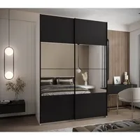 Skriňa s posuvnými dverami so zrkadlom Lux 4 170 Biela Čierna