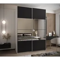 Skriňa s posuvnými dverami so zrkadlom Lux 4 170 Biela Čierna