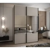 Skriňa s posuvnými dverami so zrkadlom Lux 4 170 Sivá Čierna