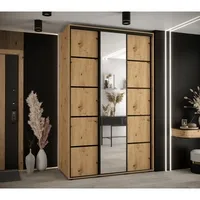 Skriňa s posuvnými dverami so zrkadlom Cannes 5 150 cm 60 cm hĺbky Svetlohnedé drevo