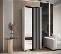 Skriňa s posuvnými dverami so zrkadlom Sapporo 2 120 cm 60 cm Biela Čierna