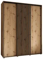 Skriňa s posuvnými dverami Sapporo 1 190 cm 60 cm Svetlohnedé drevo Čierna