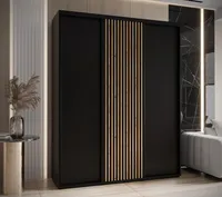 Skriňa s posuvnými dverami Sapporo 1 190 cm 60 cm Svetlohnedé drevo Čierna