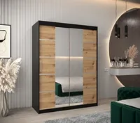 Skriňa s posuvnými dverami Verona 4 150 Svetlohnedé drevo Čierna