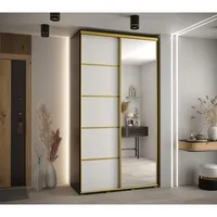 Skriňa s posuvnými dverami so zrkadlom Cannes 5 130 45 cm hĺbky Biela Čierna