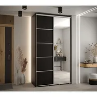 Skriňa s posuvnými dverami so zrkadlom Cannes 5 130 45 cm hĺbky Čierna