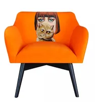 Kreslo POP-ART Dáma s mačkou Oranžový