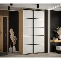 Posuvná skriňa Davos 4 140 cm 60 cm hĺbky Svetlohnedé drevo Biela