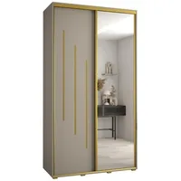 Skriňa s posuvnými dverami so zrkadlom Dakota 9 140 cm 45 cm hĺbky Sivá Žltá