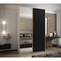 Skriňa s posuvnými dverami so zrkadlom Lux 3 170 Biela Čierna
