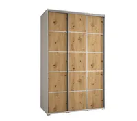 Skriňa Cannes 4 160 hĺbka 60 cm Svetlohnedé drevo Biela Sivá