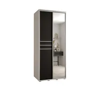 Skriňa s posuvnými dverami so zrkadlom Davos 11 110 cm 60 cm Biela Čierna