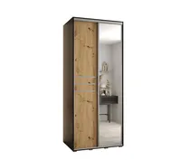 Skriňa s posuvnými dverami so zrkadlom Davos 11 110 cm 60 cm Svetlohnedé drevo Čierna