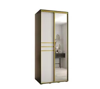 Skriňa s posuvnými dverami so zrkadlom Davos 11 110 cm 60 cm Biela Čierna