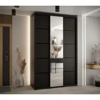 Skriňa s posuvnými dverami so zrkadlom Davos 5 150 cm 45 cm hĺbky Čierna