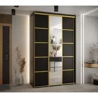 Skriňa s posuvnými dverami so zrkadlom Davos 5 150 cm 45 cm hĺbky Čierna