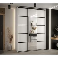 Skriňa s posuvnými dverami so zrkadlom Davos 5 180 45 cm hĺbky Biela Čierna