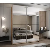 Skriňa s posuvnými dverami Lux 2 190 Svetlohnedé drevo Čierna