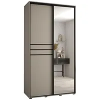 Skriňa s posuvnými dverami so zrkadlom Dakota 11 130 cm 60 cm hĺbky Sivá Čierna