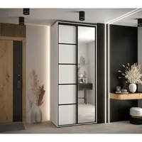 Skriňa s posuvnými dverami so zrkadlom Davos 5 100 cm 45 cm hĺbky Biela Čierna